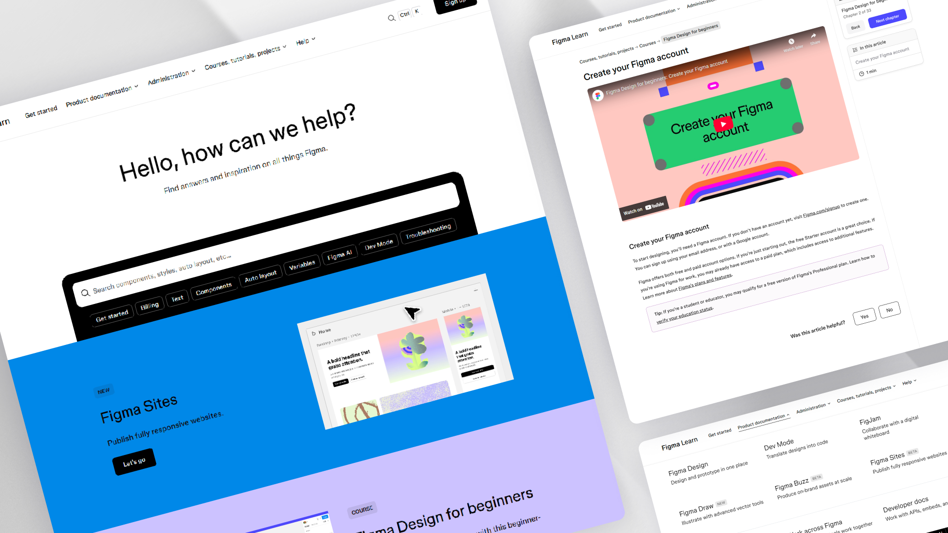Figma Learn home page and articles